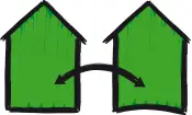 Logo der Nachbarschaftshilfe mit zwei grünen Häusern und einer verbindenden Brücke.